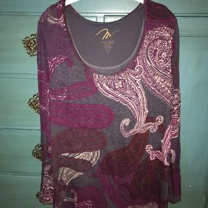 Patterned, long-sleeve top